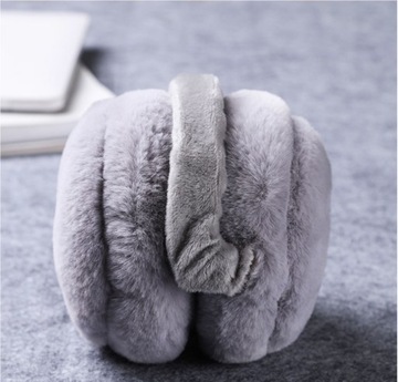 CZARNE NAUSZNIKI ZIMOWE DAMSKIE SKŁADANE REGULOWANE UNIWERSALNE OPASKA