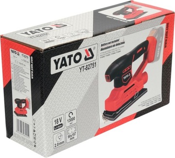 АККУМУЛЯТОРНАЯ ШЛИФОВАЛЬНАЯ МАШИНА YATO 18V 90X187MM SOLO YT-82751