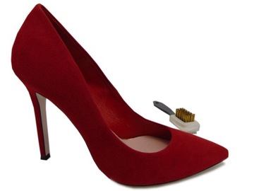 Szpilki Bravo Moda 1626 czerwone zamsz r.39