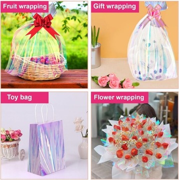 1 рулон переливающейся декоративной пленки с эффектом радуги, наклейка для упаковки