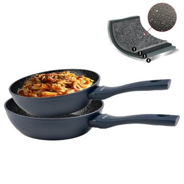 PATELNIA GŁĘBOKA GRANITOWA 24/28 CM ZESTAW KOMPLET 2 SZT INDUKCJA GAZ