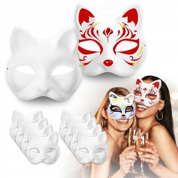 MASKA PAPIEROWA IMPREZOWA MASKA DO TWARZY KOTA 10 SZT