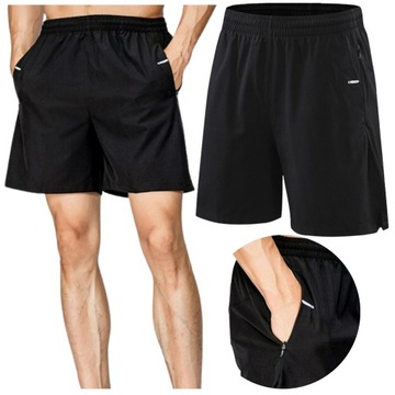 SPODENKI DO BIEGANIA MĘSKIE KRÓTKIE CZARNE SPORTOWE TRENINGOWE RUNNING XL
