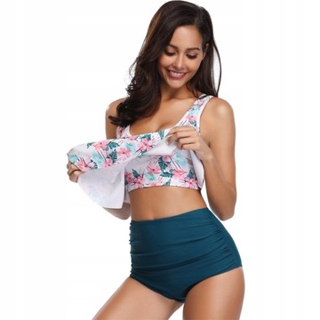 ЖЕНСКИЙ КОСТЮМ ИЗ ДВУХ ЧАСТЕЙ С ВЫСОКОЙ ПОСАДКОЙ, РАЗНОЦВЕТНЫЙ S