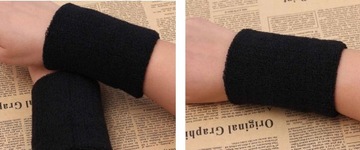 FROTKA NA RĘKĘ NADGARSTEK SPORTOWA OPASKA CZARNA SZEROKA TENIS PIŁKA 10 SZT