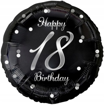 BALON FOLIOWY 18 URODZINY HAPPY BIRTHDAY srebrny