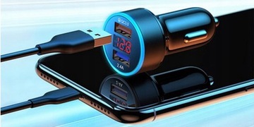 АВТОМОБИЛЬНОЕ ЗАРЯДНОЕ УСТРОЙСТВО 2 x USB QC 3.0, светодиодный вольтметр, светодиодная подсветка