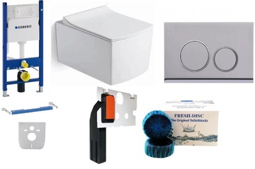 ZESTAW Stelaż WC GEBERIT + przycisk chrom + miska WC + deska W/O+ FRESH