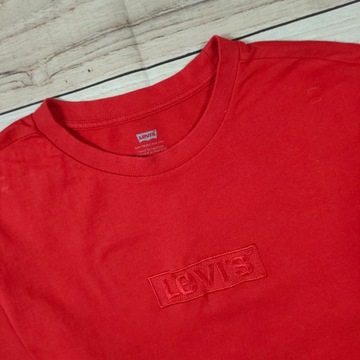 LEVI'S Koszulka T-Shirt Męska Czerwona Logowana r. L