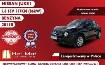 Nissan Juke I SUV 1.6i 117KM 2011 Nissan Juke Bezwypadkowy, Klima, Kamera Cofania, Zarejestrowany w PL, VAT-, zdjęcie 2