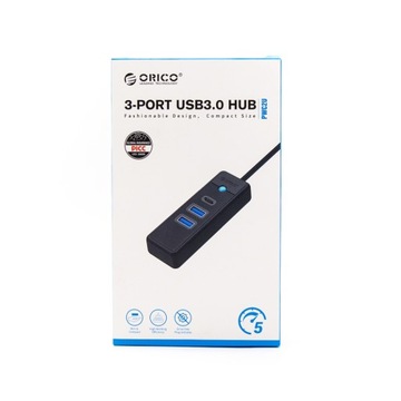 Orico Hub czarny USB-C na 2x USB-A 3.1 + USB-C, 15 cm przewód, 5 Gbps
