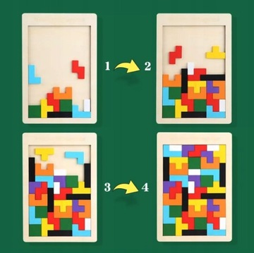 TETRIS Деревянные блоки Красочные штабелируемые конструкции Шаблоны заданий 40 шт.