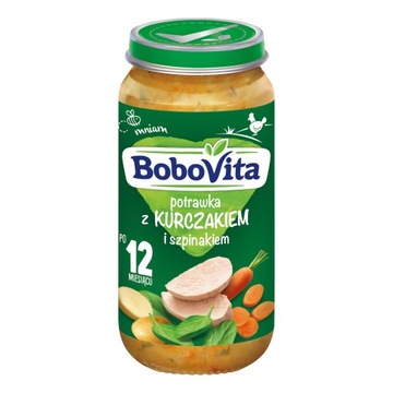 BoboVita Obiadek Junior, potrawka z kurczakiem i szpinakiem, 250 g