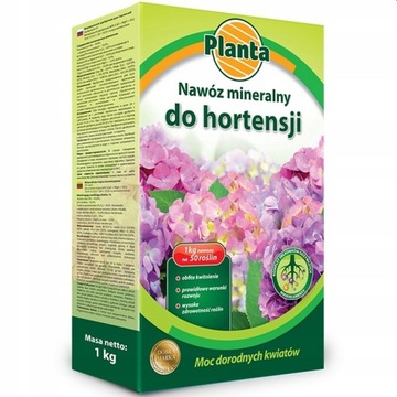 NAWÓZ DO HORTENSJI WIELKIE BARWNE KWIATY KWAŚNOLUBNE GRANULAT ZAKWASZA 1kg