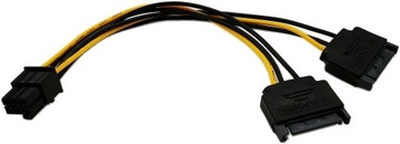 2 szt. Kabel zasilający 6Pin PCIe na podwójny SATA 15Pin