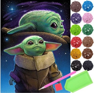 Haft Diamentowy BABY YODA Mozaika Diamentowa 5D