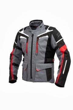 KURTKA MOTOCYKLOWA MĘSKA SPYKE COMPASS DRY TECNO SZARO-CZERWONA ROZMIAR 56