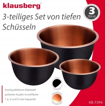 Zestaw 3 Misek Stalowych - BLACK KB-7394