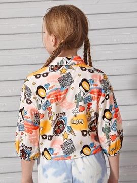 РУБАШКА SHEIN ДЛЯ ДЕВОЧЕК, ЦВЕТНОЙ ПРИНТ