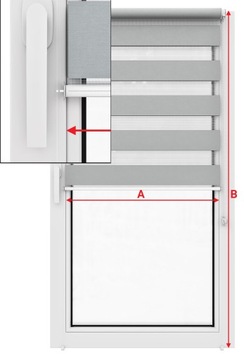 Рулонная штора «день/ночь» на заказ с натяжителем, 63х150 см.