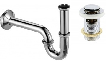 Półsyfon Umywalka Bidet rurowy chrom +korek klik