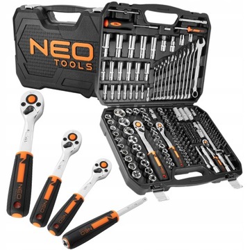 NEO Ключи торцевые 1/2' 3/8' 1/4' 219 шт. 10-076 НАБОР ТРЕЩОТОК NEO
