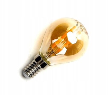 Żarówka LED Filament E14 G45 4W bursztynowa