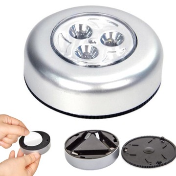 Mała lampka bezprzewodowa 3 LED samoprzylepna na baterie dotykowa mocna