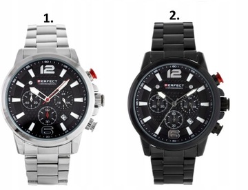 МУЖСКИЕ ЧАСЫ PERFECT MOIRIS + КОРОБКА + ГРАВИРОВКА, стальной хронограф с указателем даты