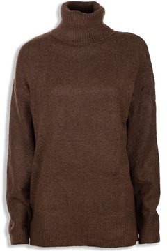 F&F Klasyczny Gładki Kobiecy Kasztanowy Sweter Damski Golf Oversize M 38