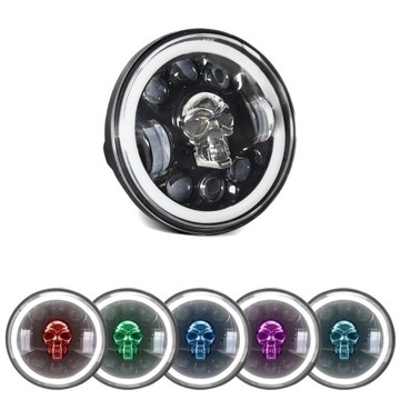 REFLEKTOR MOTOCYKLOWY LED WZÓR CZASZKI 5,75 CALA 75W 7500LM IP67