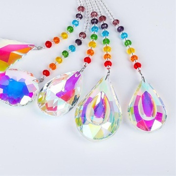 Большой хрустальный шар каплевидной формы диаметром 9 см, красочный кулон для подвешивания на окно.