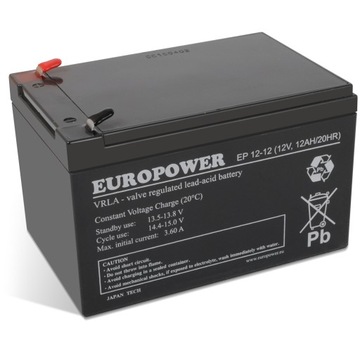 Akumulator do UPS 12V 12Ah Europower EP12-12 AGM