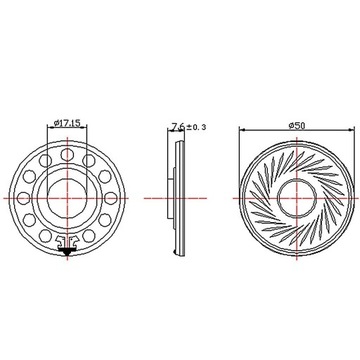 4x1 szt. Głośnik magnetyczny wysokotonowy 50mm 0,5W