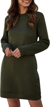 Bluza sukienka damska zielona khaki klasyczna długa luźna rozmiar XL
