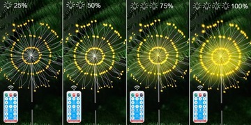 4x САДОВАЯ СОЛНЕЧНАЯ ЛАМПА С ПУЛЬТОМ 480LED, фейерверк в виде дерева-одуванчика