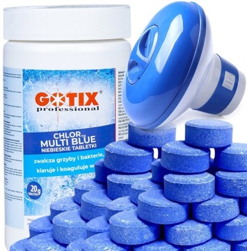 Chlor do Basenu Jacuzzi Tabletki Zestaw Chemii Basenowej z Dozownikiem 1KG