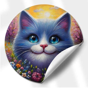 Наклейки мотивационные для детей 25мм 120 штук 8 дизайнов, коты - весна