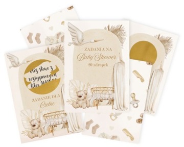 Zdrapki zabawy Baby Shower gry Baby Shower zadania 20szt