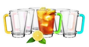 6x KUBEK LAURA 250ml UCHO MIX KOLOR, KAWA HERBATA