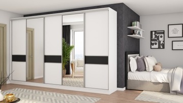 Szafa Przesuwna DUŻA z Lustrami 360 cm, Garderoba, Płyta 18 mm, Elegancka