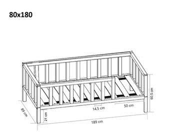 Деревянная детская кровать 80x180 с узлами сырой