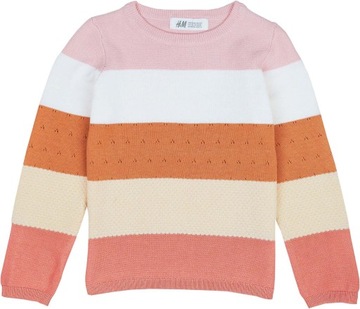 H&M Dziewczęcy Sweter Wielokolorowy Sweterek w Pasy Bawełna 122-128 cm
