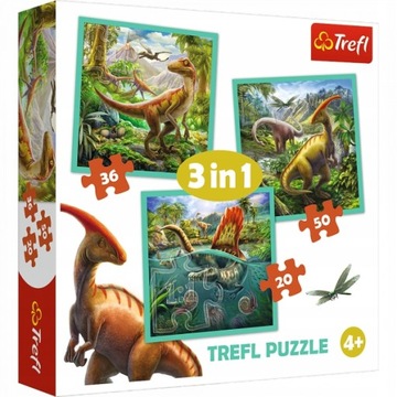 PUZZLE 3w1 20/36/50 el. NIEZWYKŁY ŚWIAT DINOZAURÓW