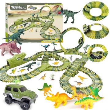 XXL TOR Wyścigowy Dinozaur Track 260 elementów, samochodzik, PĘTLA 360