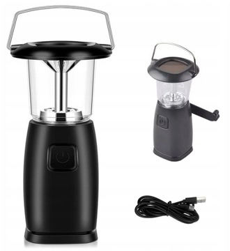 LAMPKA KEMPINGOWA SOLARNA LED Z KORBĄ RĘCZNĄ 3TRYB