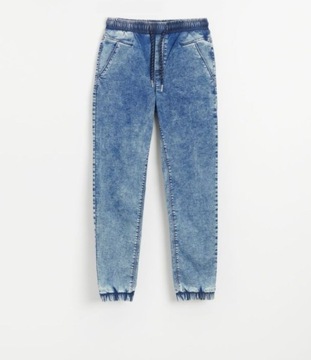 Jeansy damskie, spodnie jeans damskie joggery z efektem acid wash 42