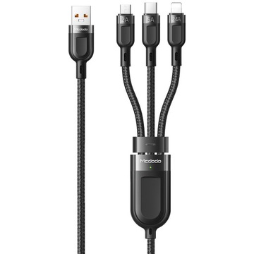 MCDODO USB КАБЕЛЬ 3 В 1 USB-C LIGHTNING MICRO USB БЫСТРАЯ ЗАРЯДКА 6 А 65 Вт 1 М