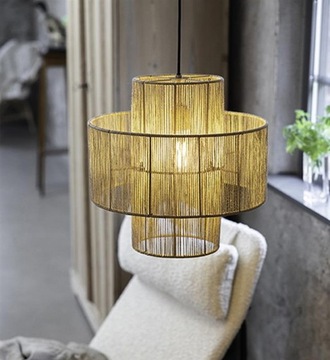 Naturalna lampa wisząca boho z abażurem z juty SOGA 108767 Markslojd