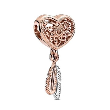 Charms rose gold łapacz snów serce piórka s 925